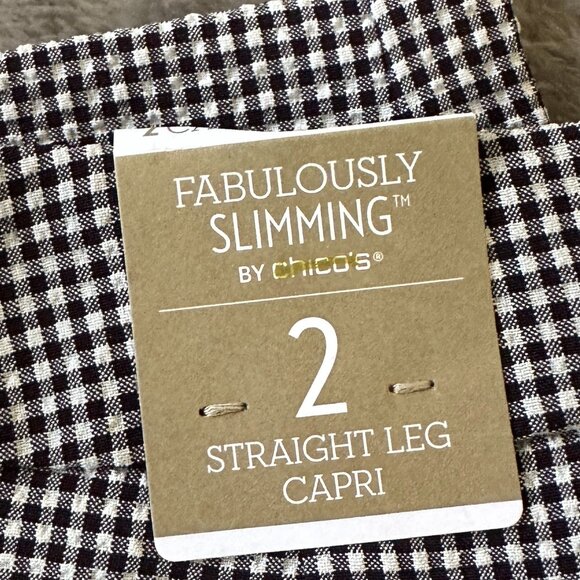 NWT Chico's Fabulously Slimming Straight Leg Capris 2 LARGE Gingham Seersucker - Picture 8 of 8